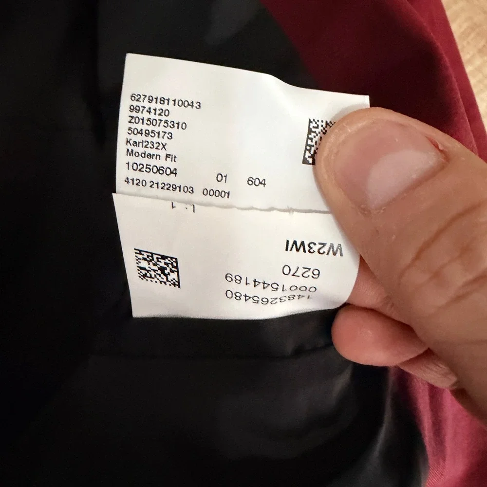 Hugo Boss Modern Fit Performance Super Flex Suit Jacket Blazer Mens 42S Red NWT
